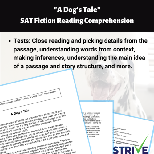 A Dog's Tale SAT Fiction Reading Comprehension Worksheet's featured image