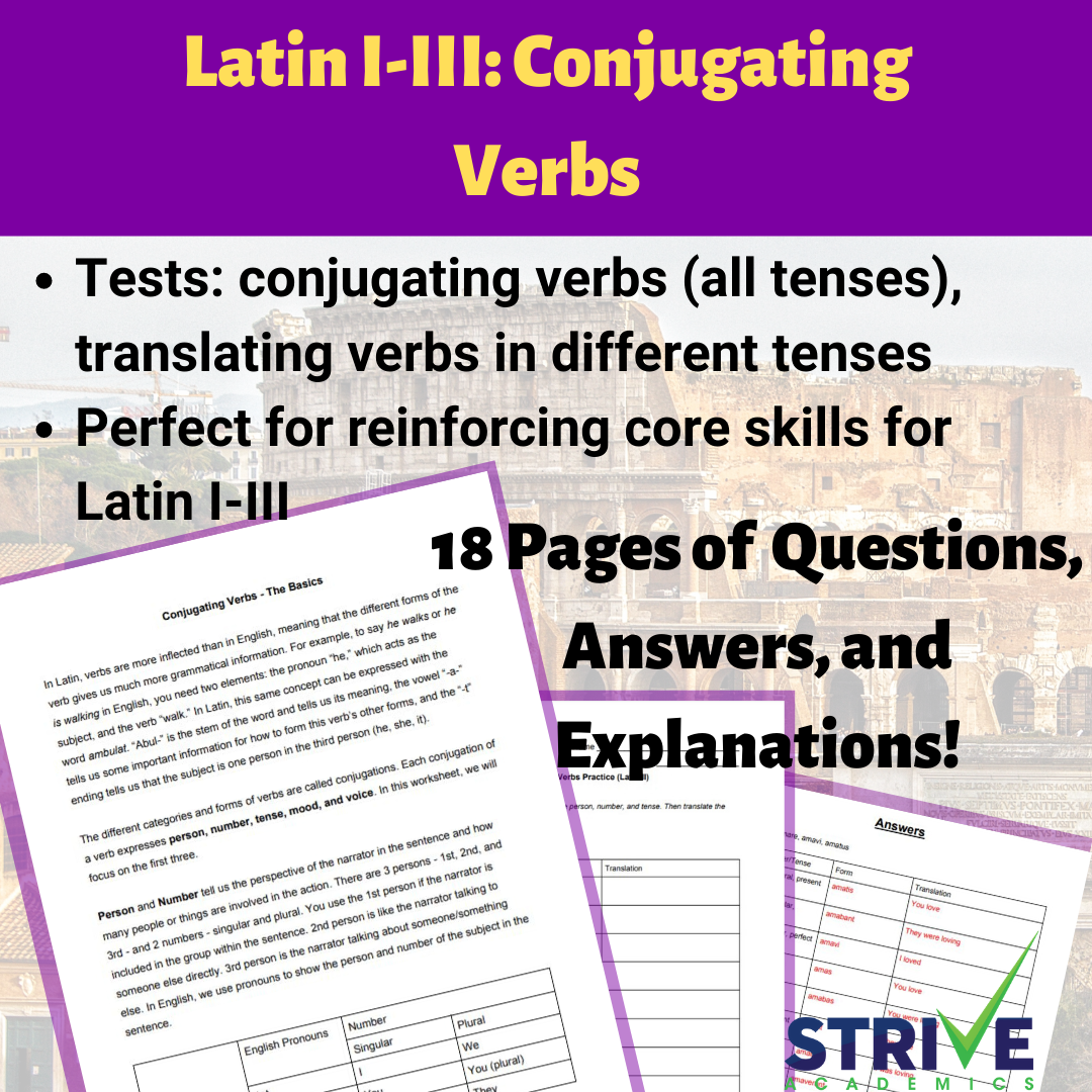 Latin II: Forming Active Verbs - Set 1 (All Tenses & Conjugations)