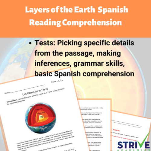 Layers of the Earth Spanish Reading Comprehension Worksheet's featured image