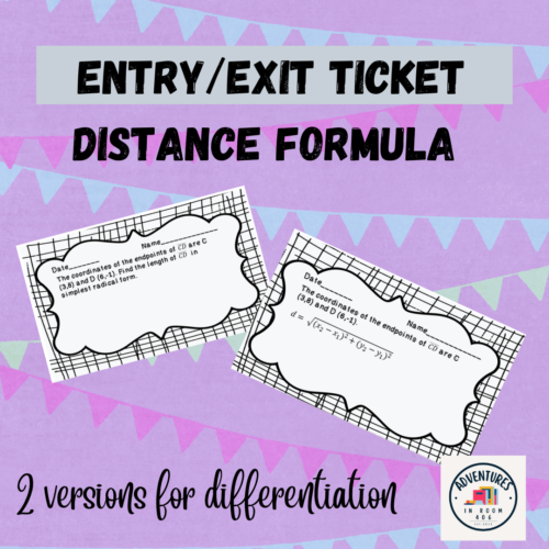 HS Geometry | ICT SPED | Exit Ticket Distance Formula (2 versions for differentiation)'s featured image