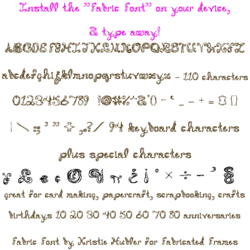 Fabric Font Download 110 Characters Textiles Type Letter Number Symbols Typing .otf Digital Files and svg clipart bundle's featured image