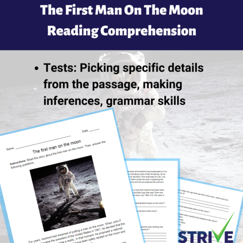 The First Man On The Moon Reading Comprehension Worksheet's featured image