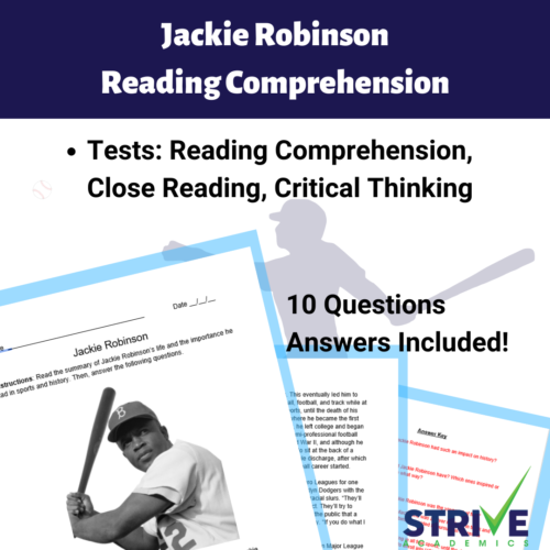 The Life of Jackie Robinson Reading Comprehension and History Worksheet's featured image