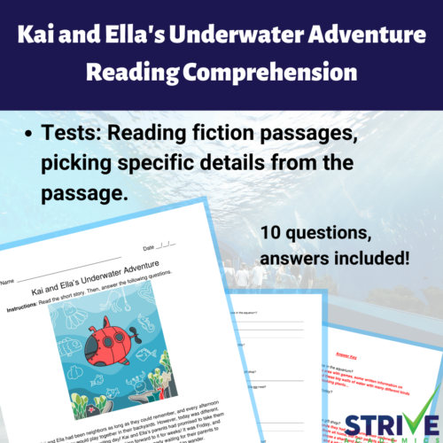 Kai and Ella's Underwater Adventure Fiction Reading Comprehension Worksheet's featured image