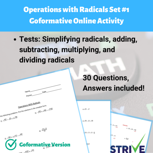 Operations with Radicals - Set #1 Goformative.com Digital Online Activity's featured image