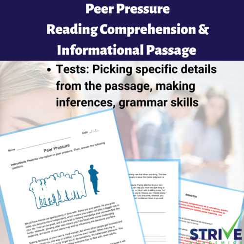 Peer Pressure English Reading Comprehension Worksheet's featured image