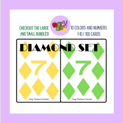 Diamond Flashcards / 10 colors and numbers 1-10 / 100 cards's featured image