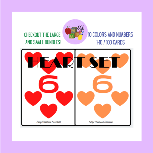 Heart Flashcards / 10 colors and numbers 1-10 / 100 cards's featured image