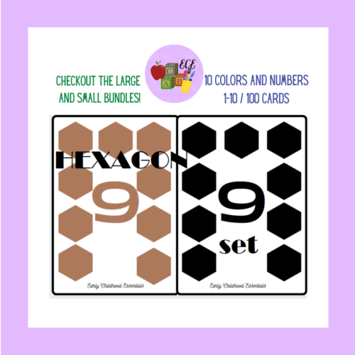 Hexagon Flashcards / 10 colors and numbers 1-10 / 100 cards's featured image