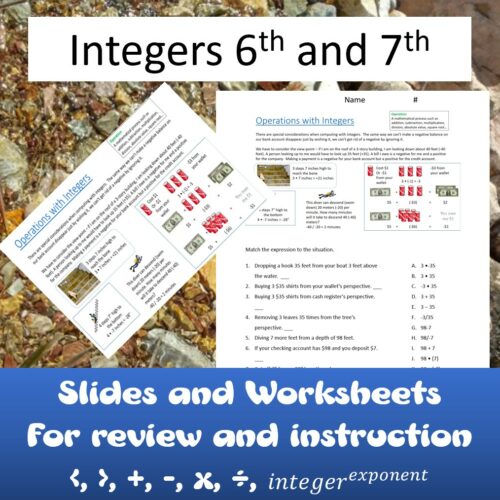 Integers 6th &7th grades definitions through exponents: introduce or review's featured image