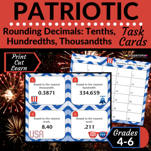 Rounding Decimals | Task Cards | Patriotic's featured image