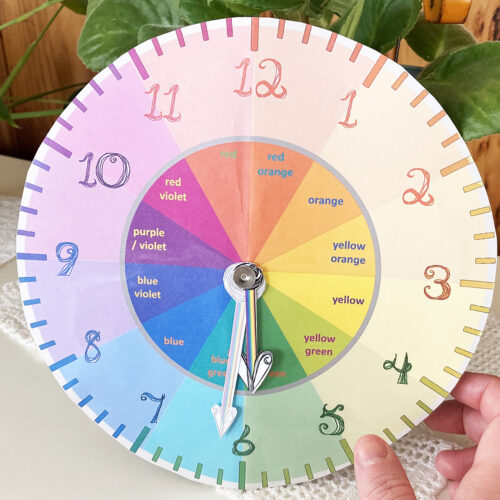 Telling Time Clock Face Color Wheel Movable Hour Minute Hands With Fabric Font Numbers's featured image