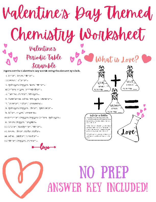 Chemistry of Valentine's Day Worksheet