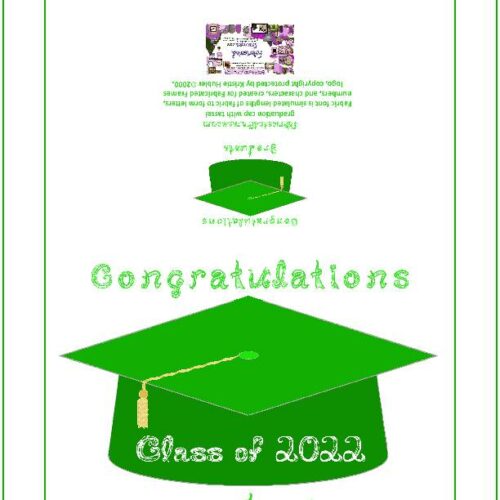 Congratulations Class of 2022 Graduate Fabric Font Green Cap Gold Tassel Card's featured image