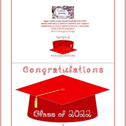 Congratulations Class of 2022 Graduate Fabric Font Red Cap Gold Tassel Card's featured image