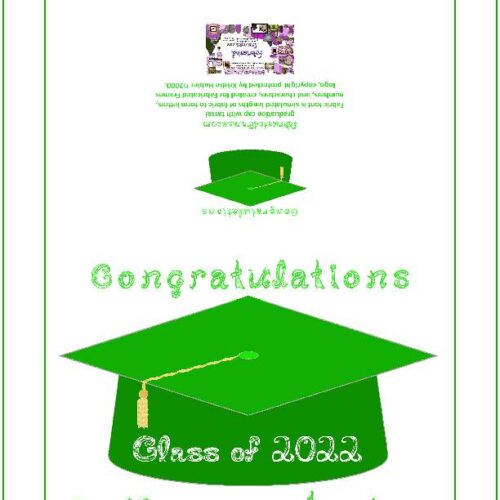 Congratulations On Your Class of 2022 Graduation Fabric Font Green Cap Gold Tassel Card's featured image
