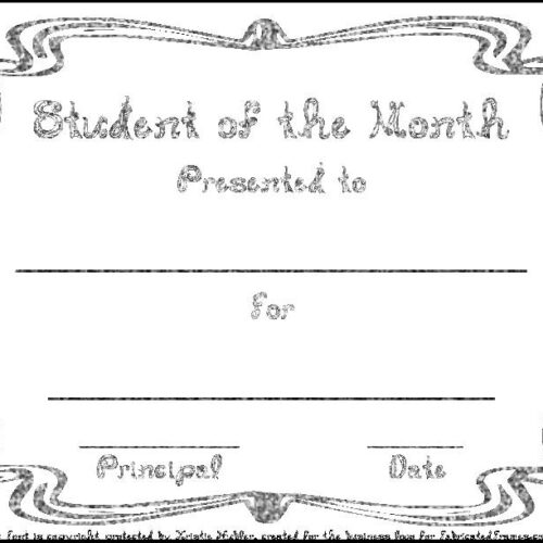 Student of the Month award certificate with Silver Glitter Fabric Font style letters's featured image
