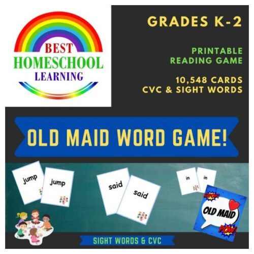 Old Maid Word Game! Printable Reading Game - Sight Words & CVC - K-2