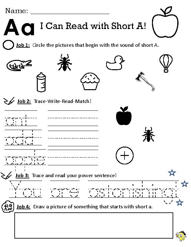 Phonics Worksheet- Letter A - Classful