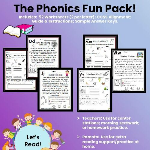 Phonics Worksheets and Reading Passages Bundle's featured image