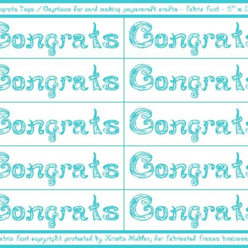 10 Congrats Captions Tags Printable For Cards With Aqua Blue Fabric Font's featured image