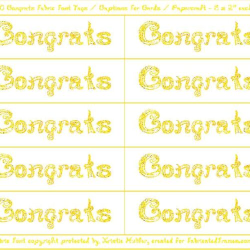 10 Congrats Captions Tags Printable For Cards With Gold Glitter Color Fabric Font's featured image