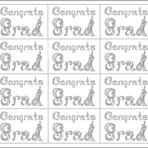 12 Congrats Grad Captions Tags Printable For Cards With Silver Glitter Color Fabric Font's featured image