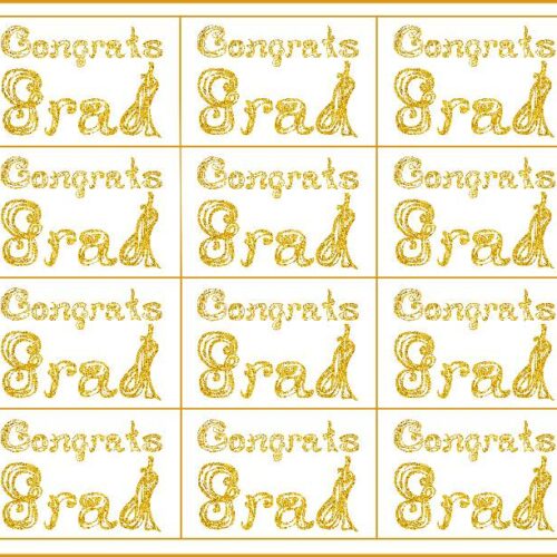 12 Congrats Grad Captions Tags Printable For Cards With Gold Glitter Color Fabric Font's featured image