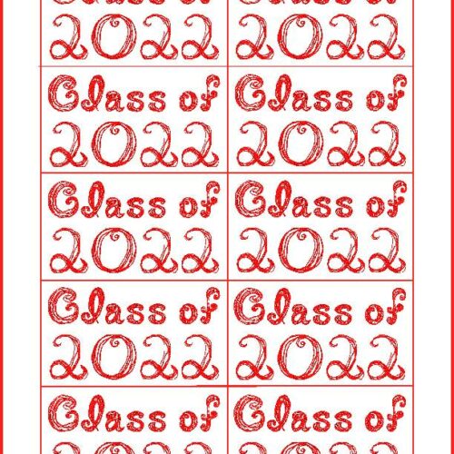 10 Class of 2022 Captions Tags Printable For Cards With Red Glitter Color Fabric Font's featured image