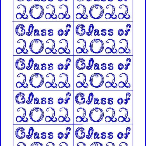 10 Class of 2022 Captions Tags Printable For Cards With Blue Glitter Color Fabric Font's featured image