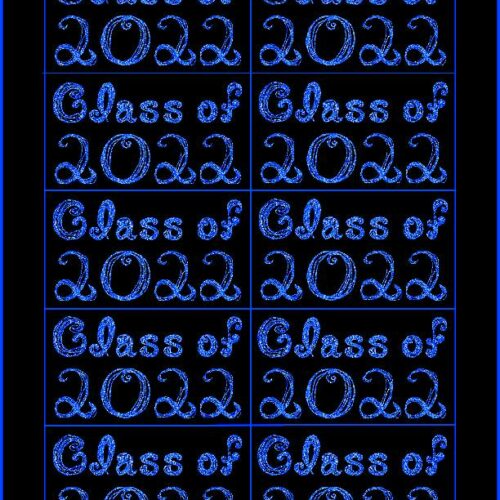 10 Class of 2022 Black Captions Tags Printable For Cards With Blue Glitter Color Fabric Font's featured image