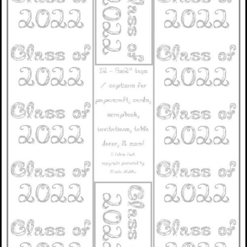 12 Class of 2022 Captions Tags Printable For Cards With Silver Gray Color Fabric Font's featured image