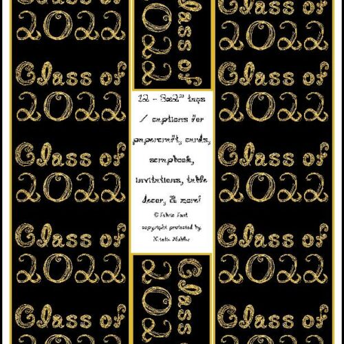 12 Class of 2022 Black Captions Tags Printable For Cards With Gold Glitter Color Fabric Font's featured image