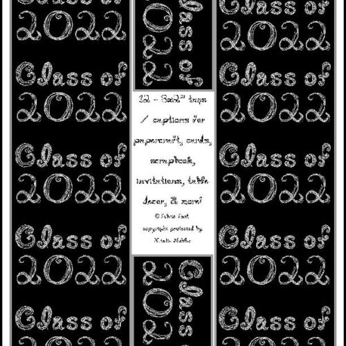 12 Class of 2022 Black Captions Tags Printable For Cards With Silver Glitter Color Fabric Font's featured image