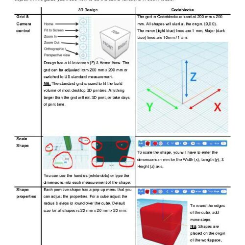 TinkerCAD 3D modeling & codeblocks Comands Cheet Sheet's featured image