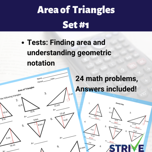 Area of Triangles Worksheet - Set #1's featured image