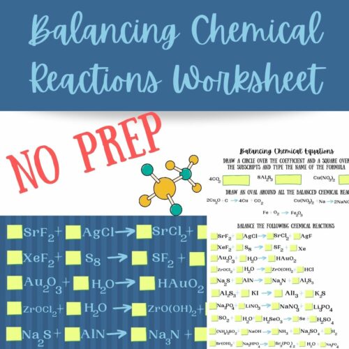 Balancing Chemical Equations Worksheet (Digital & PDF)'s featured image