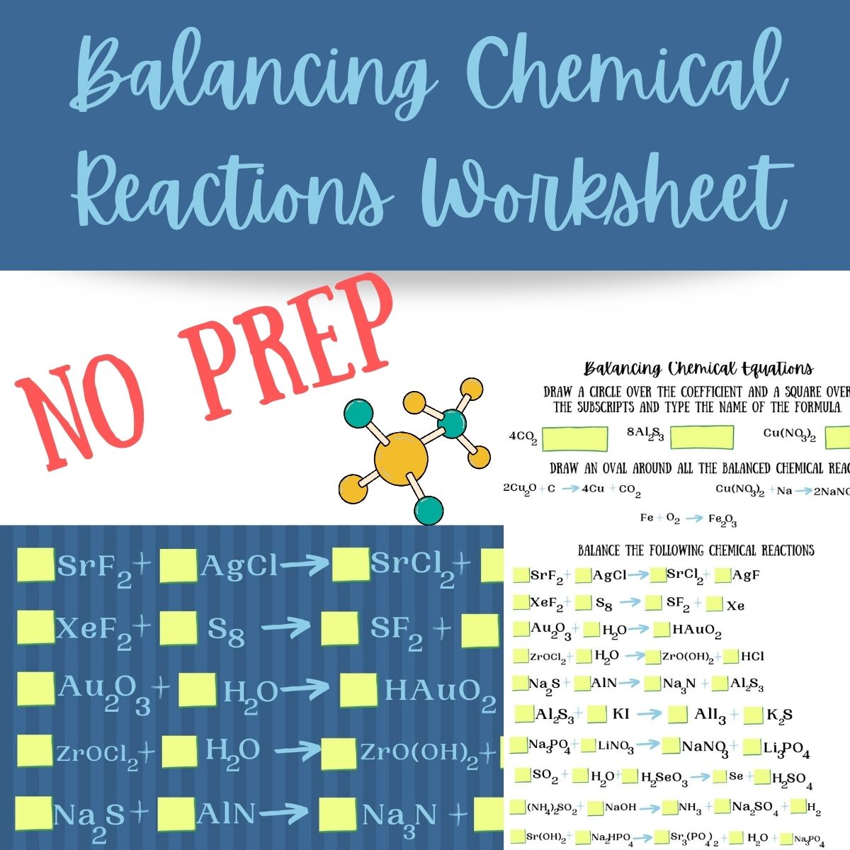 Balancing Chemical Equations Worksheet (Digital & PDF)