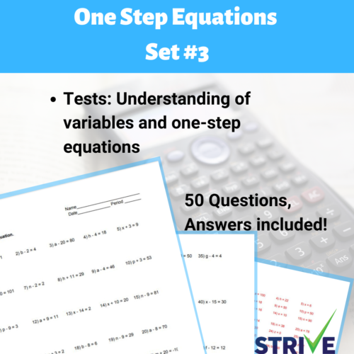 One Step Equations - Set 3's featured image