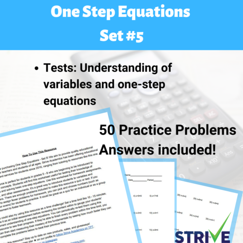 One Step Equations - Set 5's featured image
