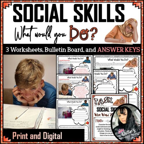 Social Skills - What Would You Say or Do Activity Worksheets (Print and Digital)'s featured image