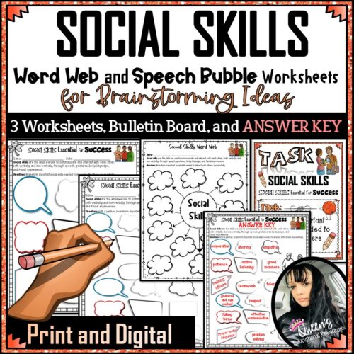 Social Skills Word Web Worksheets, Bulletin Board, and ANSWER KEY (Print and Digital)'s featured image