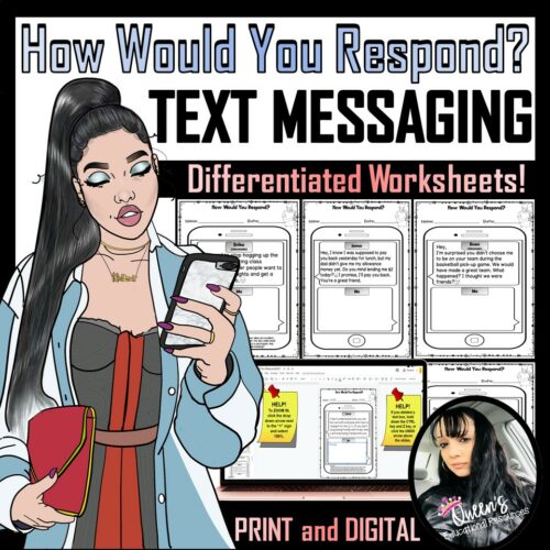 Social Skills - How Would You Respond Text Messaging Worksheets (Print and Digital)'s featured image