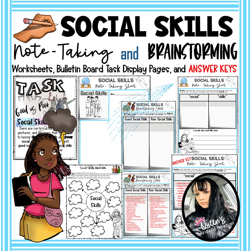 Social Skills Note-Taking and Brainstorming Worksheets, Bulletin Boards, & KEYS