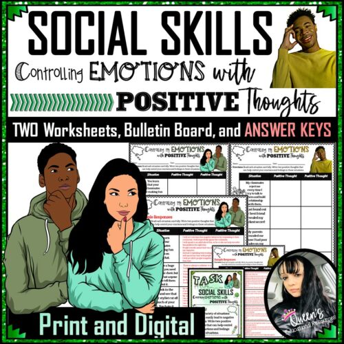 Controlling Emotions with Positive Thoughts Activity Worksheets (Print and Digital)'s featured image