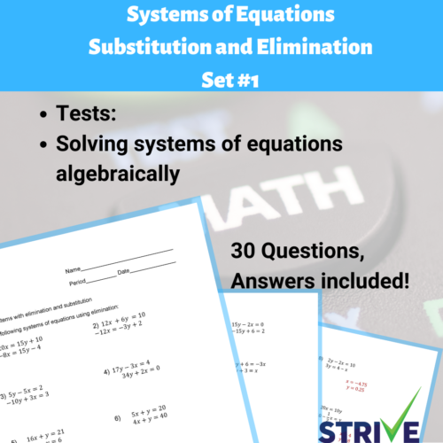 Systems of Equations by Substitution and Elimination - Set #1's featured image
