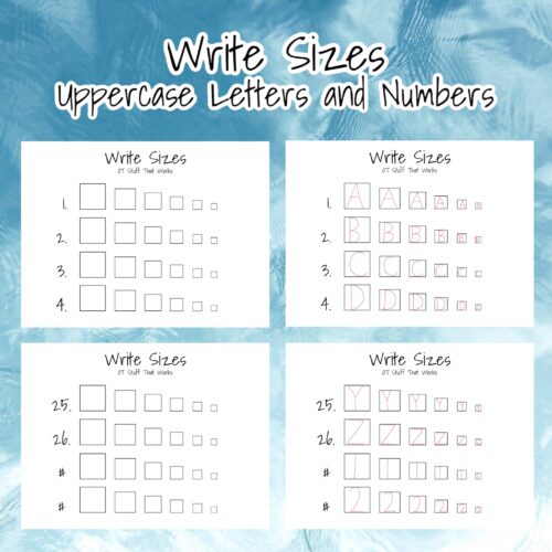 Write Sizes- Write Uppercase Letters and Numbers 1-10 in Descending Sized Boxes's featured image