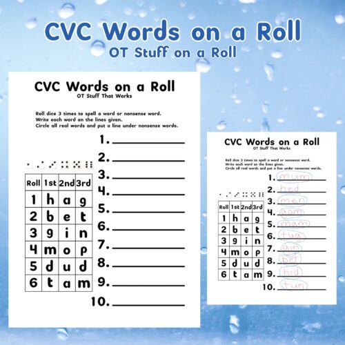 CVC Words on a Roll Spelling Fun
