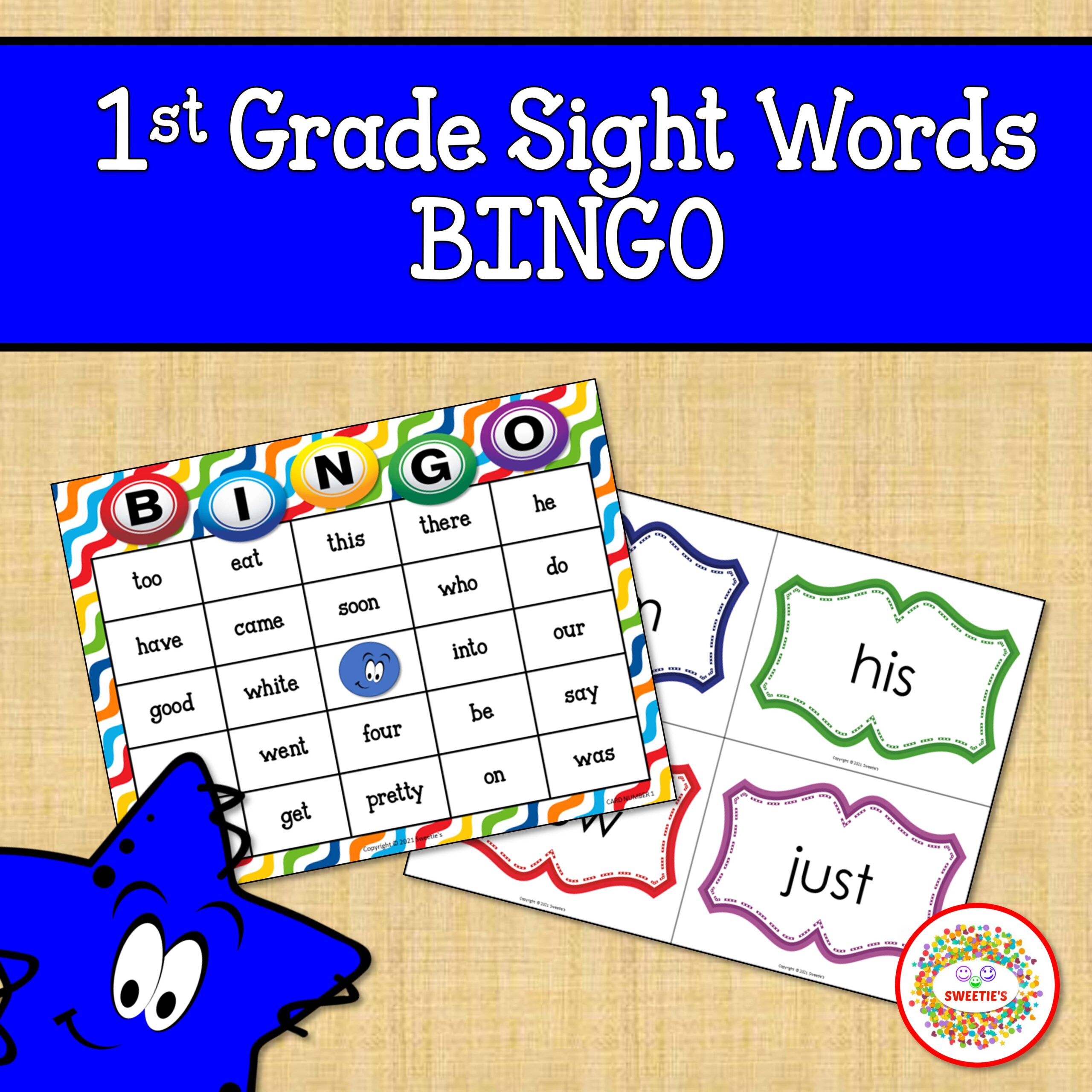 1st Grade Sight Words Bingo Primary Colors