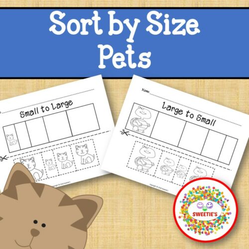 Sort by Size Activity Sheets - Color, Cut, and Paste - Pets's featured image